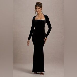 Abyss by abby Elegant Velour Black Long Sleeve Dress size XS